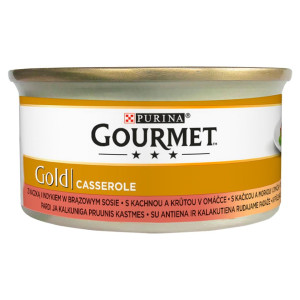 GOURMET Gold Casserole Nassfutter mit Ente und Pute für adulte Katzen 85 g