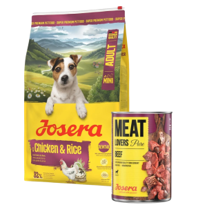 JOSERA Mini Adult Chicken and Rice glutenfreies Futter für kleine Hunderassen 10 kg + 800g GRATIS