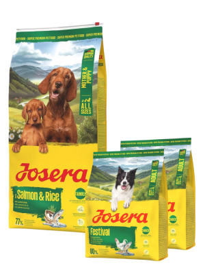 JOSERA Mother and Puppy Salmon with Rice für Welpen, trächtige und säugende Hündinnen 12,5kg + 2x900g GRATIS