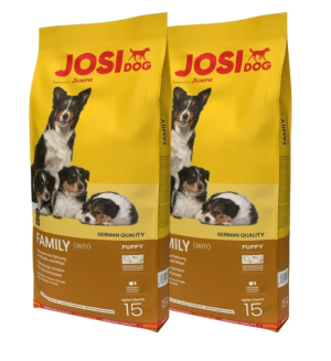 JOSERA JosiDog Family Trockenfutter für Hündinnen im Welpenalter, säugende Hündinnen und heranwachsende Hunde 2x15 kg
