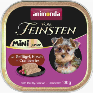 ANIMONDA Vom Feinsten Nassfutter mit Geflügel, Wild und Cranberry für Welpen kleiner Rassen 6x100g