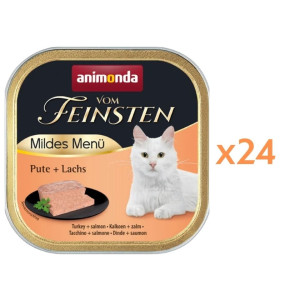 ANIMONDA Vom Feinsten Mildes Menü Nassfutter mit Pute und Lachs für adulte Katzen 24x100g