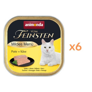 ANIMONDA Vom Feinsten Mildes Menü Nassfutter Truthahn und Käse für adulte Katzen 6x100g