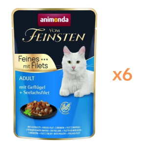 ANIMONDA Vom Feinsten Fines mit Filets Nassfutter mit Geflügel und Seelachsfilet für adulte Katzen 6x85g