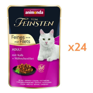 ANIMONDA Vom Feinsten Fines mit Filets Nassfutter mit Kalb und Hähnchenfilet für adulte Katzen 24x85g