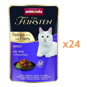ANIMONDA Vom Feinsten Fines mit Filets Nassfutter mit Wild und Putenfilet für adulte Katzen 24x85g