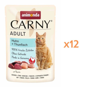 ANIMONDA Carny Nassfutter mit Huhn und Thunfisch für adulte Katzen getreidefrei 12x85g
