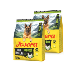 JOSERA High Protein Adult Chicken hochenergetisches Futter mit Huhn für aktive Sporthunde 2x900g