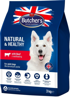 BUTCHER'S Natural&Healthy Trockenfutter mit Rindfleisch für adulte Hunde 3 kg