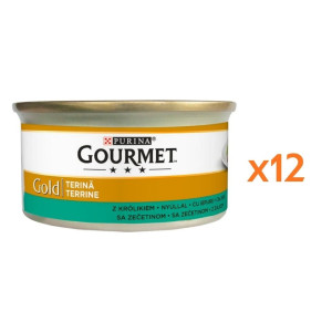 GOURMET Gold Nassfutter Pastete mit Kaninchen für adulte Katzen 12x85 g