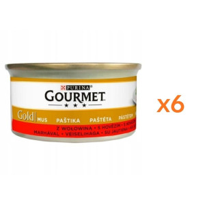 GOURMET Gold Nassfutter mit Rind Mousse für adulte Katzen 6x85 g