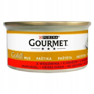 GOURMET Gold Nassfutter mit Rind Mousse für Katzen 24x85 g