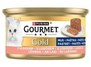 GOURMET Gold Nassfutter mit Lachs Mousse für adulte Katzen 24x85g