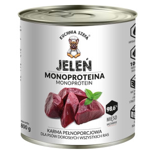 KUCHNIA SZEFA Nassfutter Hirsch Monoprotein für Hunde 800g