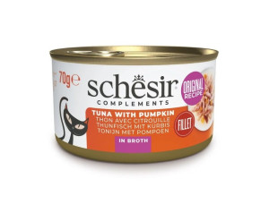 SCHESIR Nassfutter Thunfisch mit Kürbis in Brühe für Katzen 6x70 g