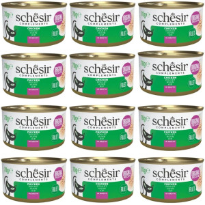 SCHESIR Nassfutter Huhn mit Reis in Brühe für Katzen 12x70 g