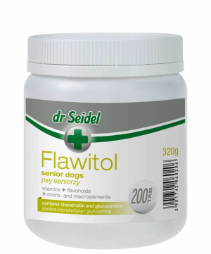 DR SEIDEL Flawitol Präparat mit Chondroitin und Glucosamin zur Linderung von Gelenkbeschwerden für Senioren Hunde 200 Tabletten