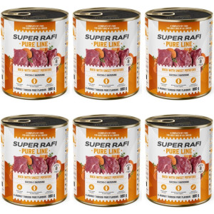 SUPER RAFI Pure Line Nassfutter Ente mit Süßkartoffeln für adulte Hunde getreidefrei 6x800g