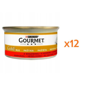 GOURMET Gold Nassfutter mit Rind Mousse für adulte Katzen 12x85 g