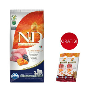 FARMINA N&D Pumpkin lamb&blueberry Adult Medium Maxi 12 kg + Snacks Dental Treat Chicken Pomegranate Medium/Maxi 2x100 g GRATIS!