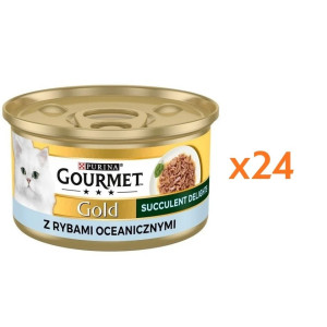 GOURMET Gold Succulent Delights Nassfutter mit Meeresfisch für adulte Katzen 24x85g