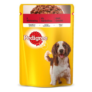 PEDIGREE Adult Beutel 100g: Nassfutter für adulte Hunde, mit einer Mischung aus Rindfleisch und Leber, in Gelee