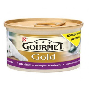 GOURMET Gold Savoury Cake Nassfutter mit Lamm und grünen Bohnen für adulte Katzen 85 g