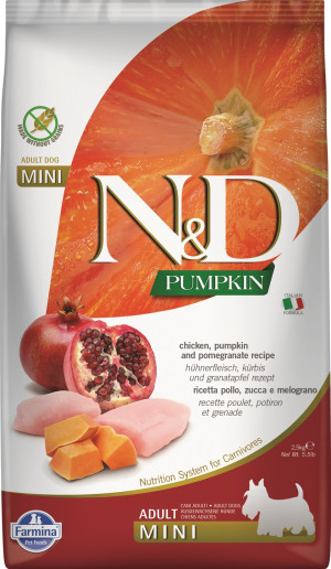 FARMINA N&D Pumpkin Huhn, Kürbis & Granatapfel Adult Mini 2,5 kg