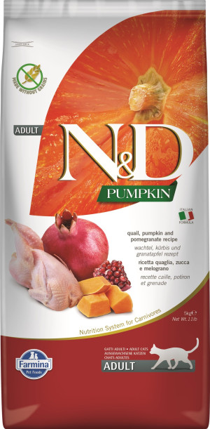 FARMINA N&D Pumpkin Wachtel, Kürbis & Granatapfel für kastrierte Katzen Adult 5 kg
