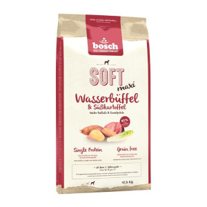 BOSCH Soft Maxi Wasserbüffel & Süßkartoffel 12,5 kg + Hundesnacks Nature Sticks mit Wildfleisch 7 Stck