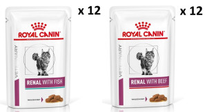 ROYAL CANIN Renal Feline Fish 12 x 85 g + Beef 12 x 85 g