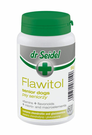 DR SEIDEL Flawitol mit Chondroitin und Glucosamin zur Linderung von Gelenkbeschwerden für Senioren Hunde 60 Tabletten
