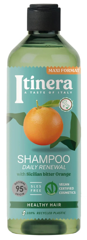 ITINERA Naturalny Szampon dla żywych i zdrowych włosów normalnych Daily Renewal z sycylijską gorzką pomarańczą 370ml