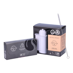 ZESTAW: Filtr do ekspresu Siemens Bosch, Seltino Primo 3pack - zamiennik dla BRITA Intenza TZ70003 + tabletki odkamieniające Seltino Calc + szczotecz