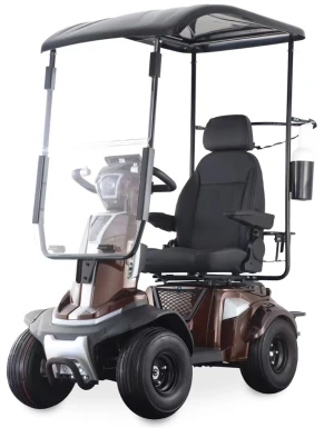 Skuter elektryczny, 4-kołowy z dachem dla seniorów, zasięg do 40 km, terenowy Life Offroad brązowy