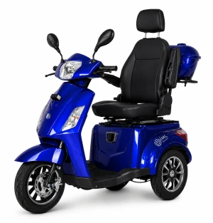 Skuter elektryczny dla seniora trójkołowy, z zasięgiem do 60 km i biegiem wstecznym Life Basic 3 niebieski