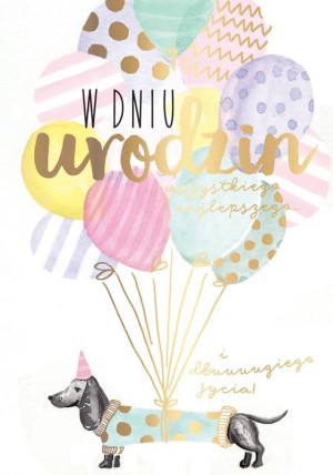 Karnet Urodziny Jamnik Balony