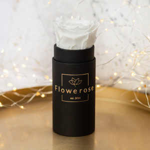 Biała wieczna róża czarny flowerbox CLASSIC MINI