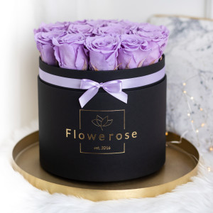 Fioletowe wieczne róże czarny flowerbox CLASSIC L
