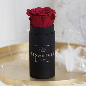 Burgundowa wieczna róża czarny flowerbox CLASSIC MINI