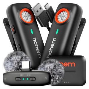 Mikrofon bezprzewodowy Hohem Lavalier MIC-01 (2 TX + 1 RX) czarny ze złączem USB Typ-C