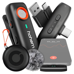 Mikrofon bezprzewodowy Hohem Lavalier MIC-01 (1 TX + 1 RX) czarny ze złączem USB Typ-C