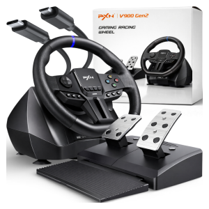 PXN-V900 Gen2 — kierownica do gier z enkoderem 16-bit, RGB i pedałami Hall (PC/Xbox/PlayStation/Switch)
