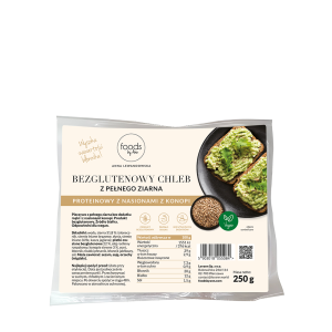 Bezglutenowy chleb z pełnego ziarna z nasionami konopi, 250 g