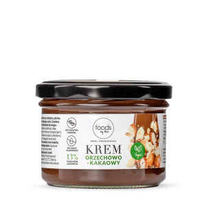 Krem orzechowo-kakaowy 220g | orzechy laskowe 13% + kakao 11% | bez oleju palmowego, cukru i konserwantów | wegański, fit out | 0,6g cukrów na 100g
