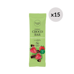 Energy Choco Bar Matcha i Truskawka, 35 g x15 | Czysta Energia z Matchą i Truskawką. Bez białego cukru, laktozy, oleju palmowego i konserwantów.