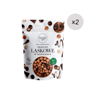 Orzechy Laskowe w Czekoladzie, 75 g x2 | W Czekoladzie, 100% Naturalne. Bez laktozy, cukru trzcinowego, wspomagaczy smaku i sztucznych barwników.