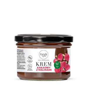 Krem Kakaowy z Malinami, 200 g | Zawiera Liofilizowane Maliny. Bez dodatku cukrów i oleju palmowego. Wegański.