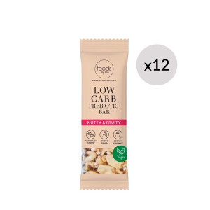 Low Carb Prebiotic Bar Nutty & Fruity, 35 g x12 | Zawiera Orafti L85. Bez dodatku cukru. Wegański. Źródło białka. Bogaty w błonnik.