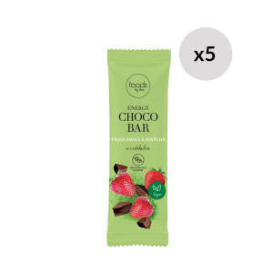 Energy Choco Bar Matcha i Truskawka, 35 g x5 | Czysta Energia z Matchą i Truskawką. Bez białego cukru, laktozy, oleju palmowego i konserwantów.